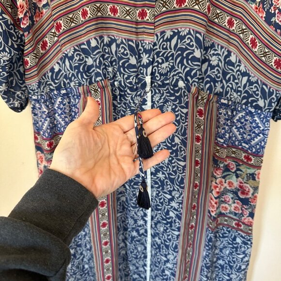 Johnny Was V Neck Tassel Ocia Slip Dress Multi Womens Size M Pockets Embroidered - Picture 4 of 11